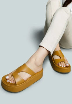 HATHAWAY Slip-On Platform Sandal In Tan -Velvettes Shoes Shop HATHAWAYSlip OnPlatfromSandalinTan RCSH2378 Tan 6