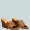 HEPBURN Tan Sliders Wedge Sandals -Velvettes Shoes Shop HEPBURNTanSlidersWedgeSandals RCSH2401 Tan 3