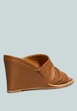 HEPBURN Tan Sliders Wedge Sandals -Velvettes Shoes Shop HEPBURNTanSlidersWedgeSandals RCSH2401 Tan 4