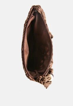 HAY-DAY Paper Straw Crochet Bag -Velvettes Shoes Shop HayDayBeigePaperStrawCrochetBag BG5379 Brown 7