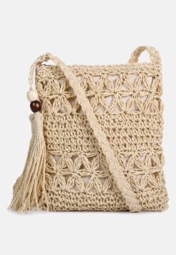 HAY-DAY Paper Straw Crochet Bag -Velvettes Shoes Shop HayDayBeigePaperStrawCrochetBag BG5379 LightBeige 5