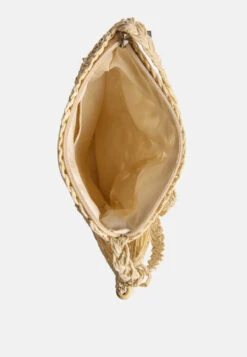 HAY-DAY Paper Straw Crochet Bag -Velvettes Shoes Shop HayDayBeigePaperStrawCrochetBag BG5379 LightBeige 7