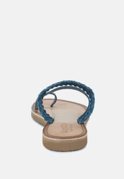 ISIDORA Blue Braided Leather Flat Sandal -Velvettes Shoes Shop ISIDORABraidedLeatherFlatSandal RCSH2040 blue 5