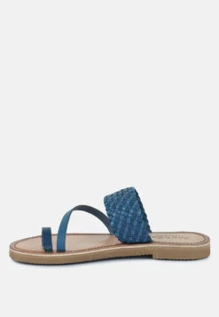 ISIDORA Blue Braided Leather Flat Sandal -Velvettes Shoes Shop ISIDORABraidedLeatherFlatSandal RCSH2040 blue 7