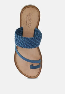 ISIDORA Blue Braided Leather Flat Sandal -Velvettes Shoes Shop ISIDORABraidedLeatherFlatSandal RCSH2040 blue 8