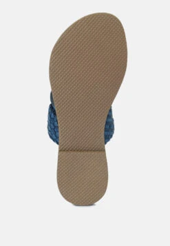 ISIDORA Blue Braided Leather Flat Sandal -Velvettes Shoes Shop ISIDORABraidedLeatherFlatSandal RCSH2040 blue 9