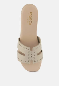 IVANKA Beige Cut Out Slip On Sandals -Velvettes Shoes Shop IVANKABeigeCutOutSlipOnSandals RCSH4083 BEIGE 7