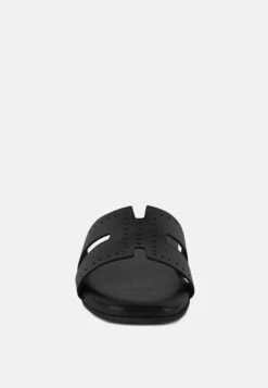 IVANKA Black Cut Out Slip On Sandals 11 IVANKA Black Cut Out Slip On Sandals -Velvettes Shoes Shop IVANKABlackCutOutSlipOnSandals RCSH4083 BLACK 1