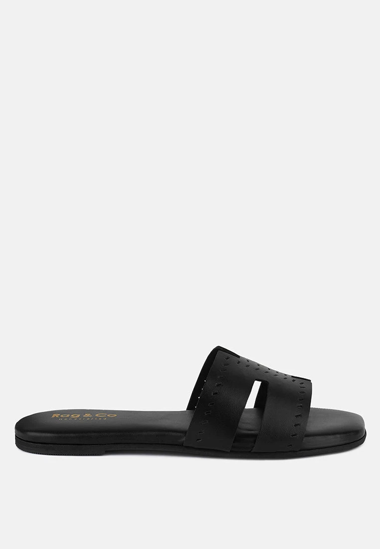 IVANKA Black Cut Out Slip On Sandals 4 IVANKA Black Cut Out Slip On Sandals - Image 2