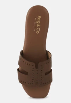 IVANKA Tan Cut Out Slip On Sandals -Velvettes Shoes Shop IVANKATanCutOutSlipOnSandals RCSH4083 TAN 7