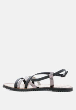 JUNE Black Strappy Flat Leather Sandals 11 JUNE Black Strappy Flat Leather Sandals -Velvettes Shoes Shop JUNEBlackStrappyFlatLeatherSandals RCSH1849 BlackPewter 4