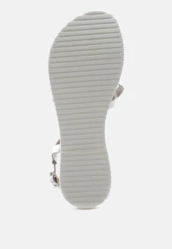 JUNE Silver Strappy Flat Leather Sandals -Velvettes Shoes Shop JUNESilverStrappyFlatLeatherSandals RCSH1849 Silver 14