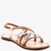 JUNE Tan Strappy Flat Leather Sandals -Velvettes Shoes Shop JUNETanStrappyFlatLeatherSandals RCSH1849 Tan 3