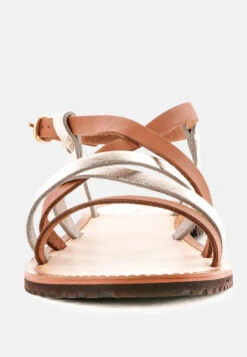 JUNE Tan Strappy Flat Leather Sandals 11 JUNE Tan Strappy Flat Leather Sandals -Velvettes Shoes Shop JUNETanStrappyFlatLeatherSandals RCSH1849 Tan 4