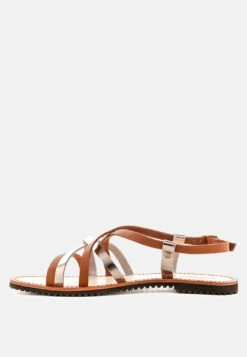JUNE Tan Strappy Flat Leather Sandals 12 JUNE Tan Strappy Flat Leather Sandals -Velvettes Shoes Shop JUNETanStrappyFlatLeatherSandals RCSH1849 Tan 5