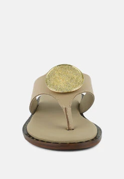 KATHLEEN Embellished Beige Slip-on Thong Sandals -Velvettes Shoes Shop KATHLEENEmbellishedBeigeSlip onThongSandals RCSH4091 BEIGE 4