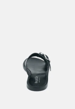 KELLY Black Flat Sandal With Buckle Straps 13 KELLY Black Flat Sandal With Buckle Straps -Velvettes Shoes Shop KELLYBlackFlatSandalwithBuckleStraps RCSH 1854black 1