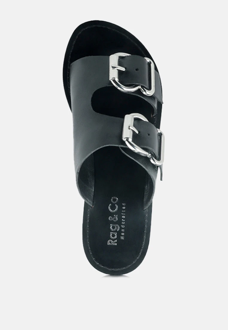 KELLY Black Flat Sandal With Buckle Straps 8 KELLY Black Flat Sandal With Buckle Straps - Image 6
