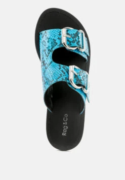 KELLY Blue Flat Sandal With Buckle Straps -Velvettes Shoes Shop KELLYBlueFlatSandalwithBuckleStraps RCSH1854 Blue 12