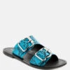 KELLY Blue Flat Sandal With Buckle Straps