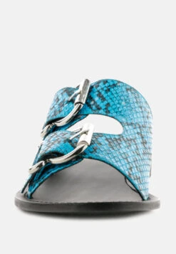 KELLY Blue Flat Sandal With Buckle Straps -Velvettes Shoes Shop KELLYBlueFlatSandalwithBuckleStraps RCSH1854 Blue 3