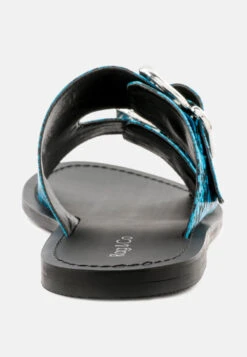 KELLY Blue Flat Sandal With Buckle Straps -Velvettes Shoes Shop KELLYBlueFlatSandalwithBuckleStraps RCSH1854 Blue 6