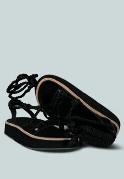 KENDALL Strings Platform Leather Sandal In Black -Velvettes Shoes Shop KENDALLStringsPlatformLeatherSandalinBlack RCSH2377 Black 3