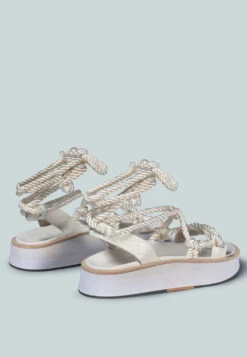 KENDALL Strings Platform Leather Sandal In White -Velvettes Shoes Shop KENDALLStringsPlatformLeatherSandalinWhite RCSH2377 White 4