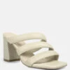KYWE Off White Textured Heel Chunky Strap Sandals