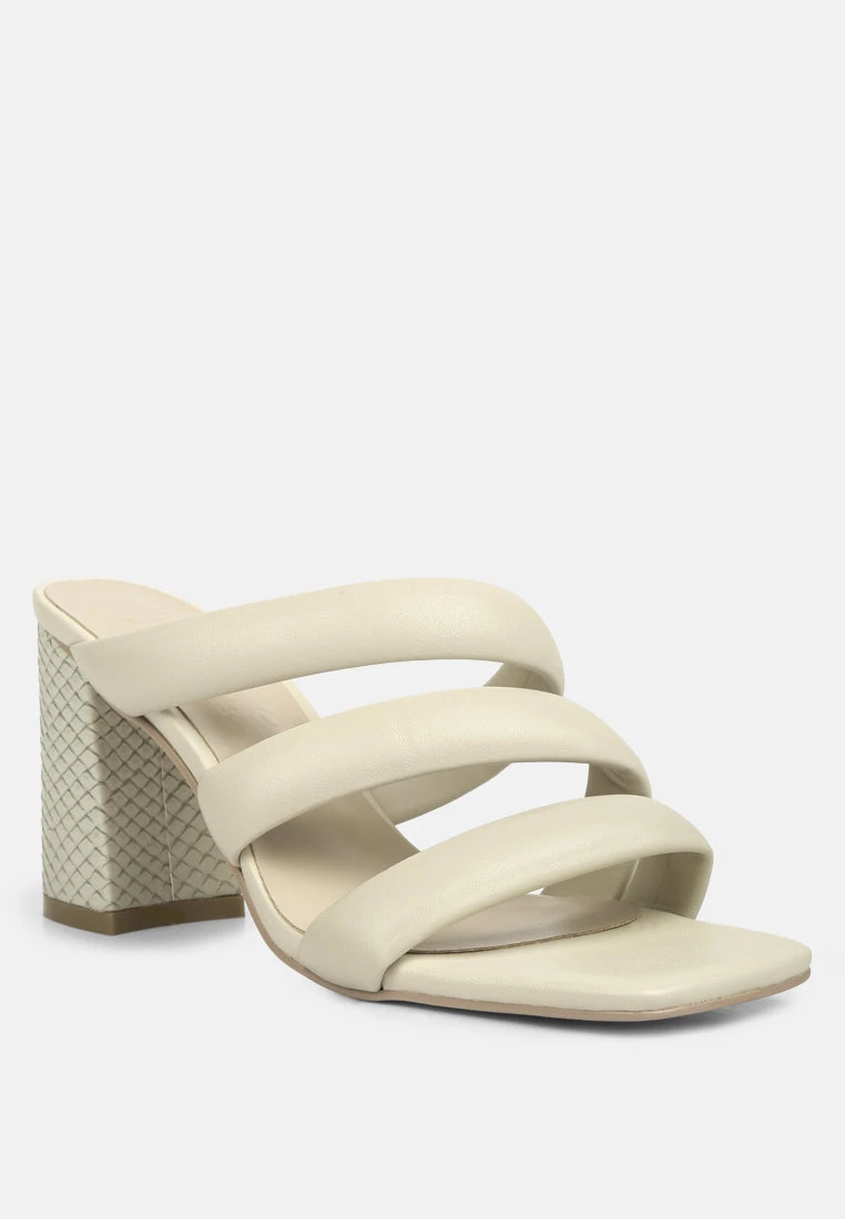 KYWE Off White Textured Heel Chunky Strap Sandals 3 KYWE Off White Textured Heel Chunky Strap Sandals