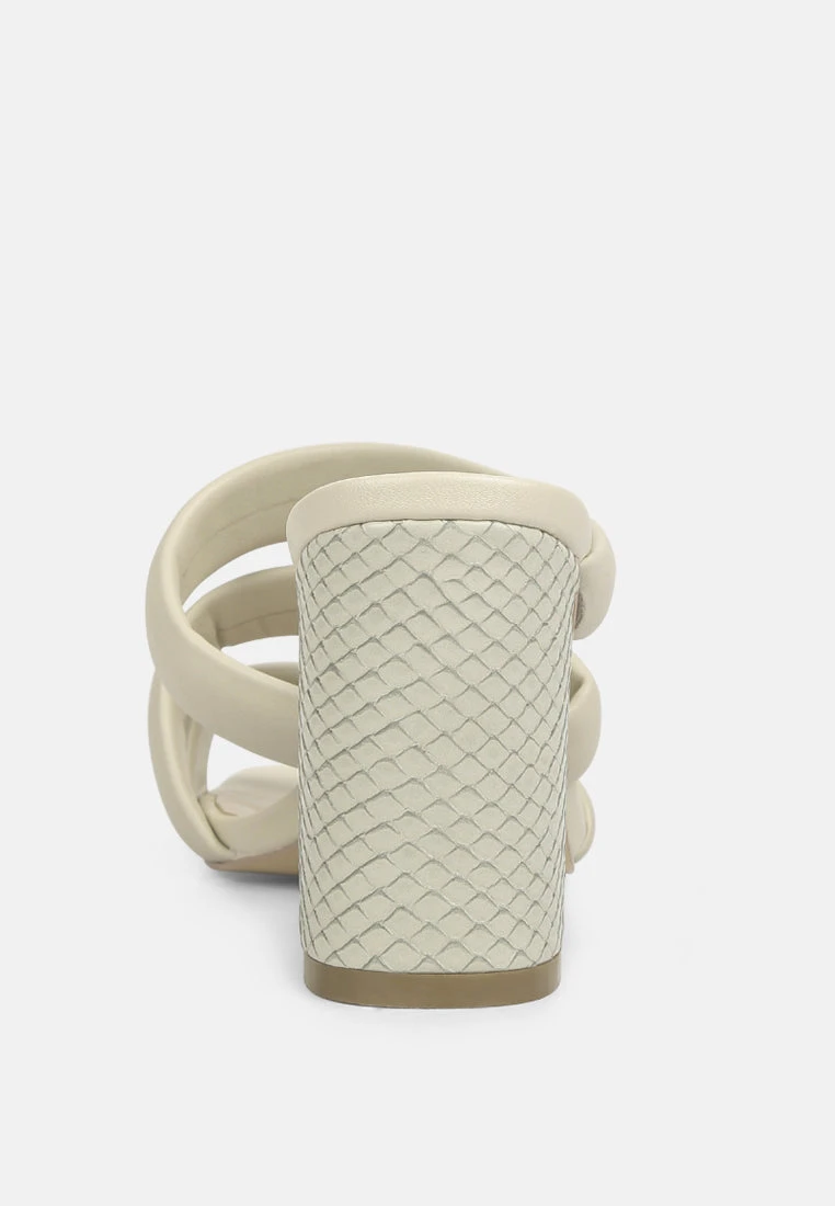 KYWE Off White Textured Heel Chunky Strap Sandals 7 KYWE Off White Textured Heel Chunky Strap Sandals - Image 5