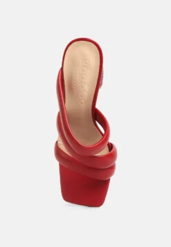 KYWE Red Textured Heel Chunky Strap Sandals -Velvettes Shoes Shop KYWERedTexturedHeelChunkyStrapSandals RCSH4173Red 2