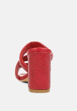 KYWE Red Textured Heel Chunky Strap Sandals -Velvettes Shoes Shop KYWERedTexturedHeelChunkyStrapSandals RCSH4173Red 3