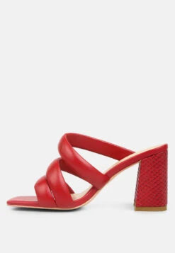 KYWE Red Textured Heel Chunky Strap Sandals -Velvettes Shoes Shop KYWERedTexturedHeelChunkyStrapSandals RCSH4173Red 5