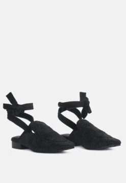 New Arrival 9 KUBA African Intricate Embroidery Black Mules