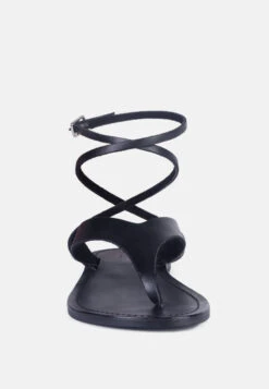 WRAP-UP Tie Around Black Flat Sandals -Velvettes Shoes Shop LENABlackSuedeWalkingLoaferMules RCSH2861 Black 5