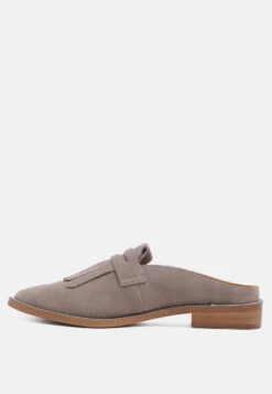 LENA Taupe Genuine Suede Mules -Velvettes Shoes Shop LENATaupeSuedeWalkingLoaferMules RCSH2225 Taupe 3