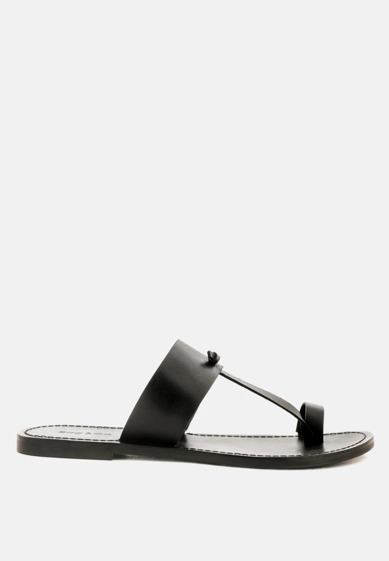 LEONA Black Thong Flat Sandals 4 LEONA Black Thong Flat Sandals - Image 2