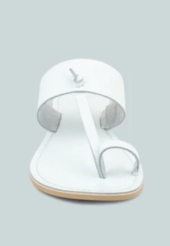 LEONA White Thong Flat Sandals -Velvettes Shoes Shop LEONAWhiteThongFlatSandals RCSH1853 White 4
