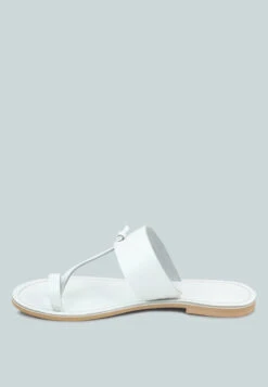 LEONA White Thong Flat Sandals -Velvettes Shoes Shop LEONAWhiteThongFlatSandals RCSH1853 White 5