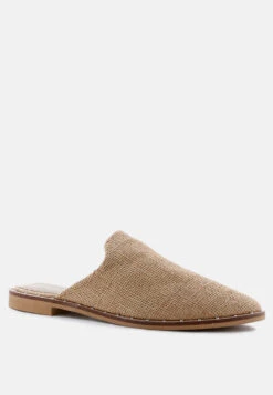 New Arrival 7 LIA Camel Handcrafted Canvas Mules