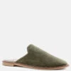 LIA Khaki Green Handcrafted Suede Mules -Velvettes Shoes Shop LIAKhakiGreenCanvasMules RCSH1872 Green 12