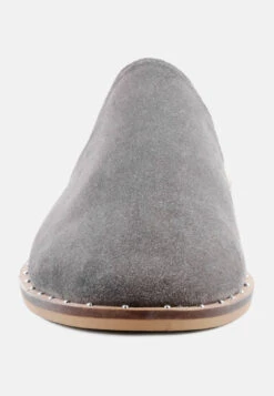 LIA Grey Handcrafted Suede Mules -Velvettes Shoes Shop LIALightGreyCanvasMules RCSH1872 Grey 3 5e5f4bd7 8313 4d87 a9b5 271ad89133e7