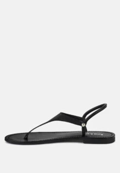 MADELINE Black Flat Thong Sandals -Velvettes Shoes Shop MADELINEBlackFlatThongSandals RCSH4085 BLACK 3