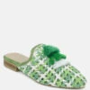 MARIANA Green Woven Flat Mules With Tassels 2 MARIANA Green Woven Flat Mules With Tassels -Velvettes Shoes Shop MARIANAGreenWovenFlatMulesWithTassels RCSH2028 Green 3
