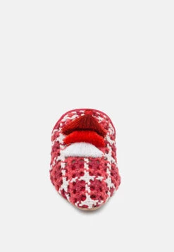 MARIANA Red Woven Flat Mules With Tassels -Velvettes Shoes Shop MARIANARedWovenFlatMulesWithTassels RCSH2028 Red 5