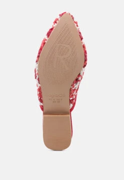 MARIANA Red Woven Flat Mules With Tassels -Velvettes Shoes Shop MARIANARedWovenFlatMulesWithTassels RCSH2028 Red 6