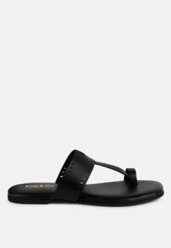 MILA Black Toe Ring Thong Slip Ons -Velvettes Shoes Shop MILABlackToeRingThongSlipOns RCSH4084 BLACK 3