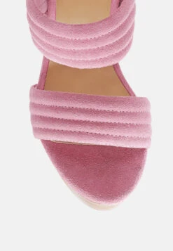 MILLE-FEUX Suede Slip-On Block Heeled Sandal In Pink -Velvettes Shoes Shop MILLEFEUXSuedeSlip OnBlockHeeledSandalInPink RCSH2485 Pink 3