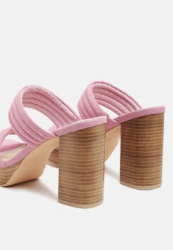 MILLE-FEUX Suede Slip-On Block Heeled Sandal In Pink -Velvettes Shoes Shop MILLEFEUXSuedeSlip OnBlockHeeledSandalInPink RCSH2485 Pink 4